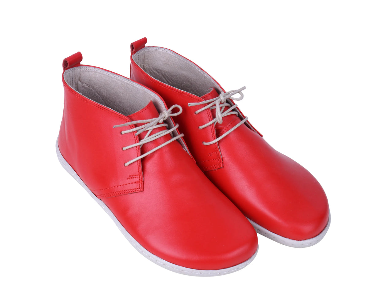 Smooth Barefoot Bootie Laces Shoes – 6 mm Rubber Sole – Red