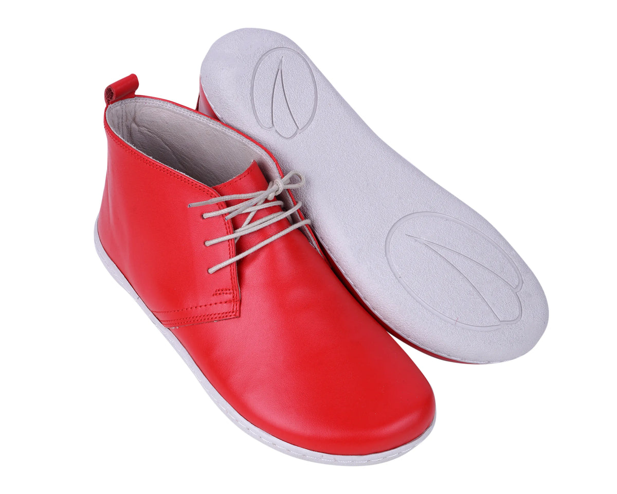 Smooth Barefoot Bootie Laces Shoes – 6 mm Rubber Sole – Red