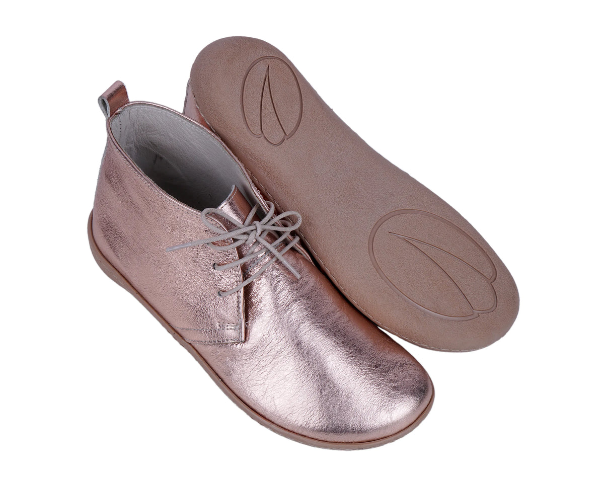 Bright Barefoot Bootie Laces Shoes – 6 mm Rubber Sole – Rose Gold