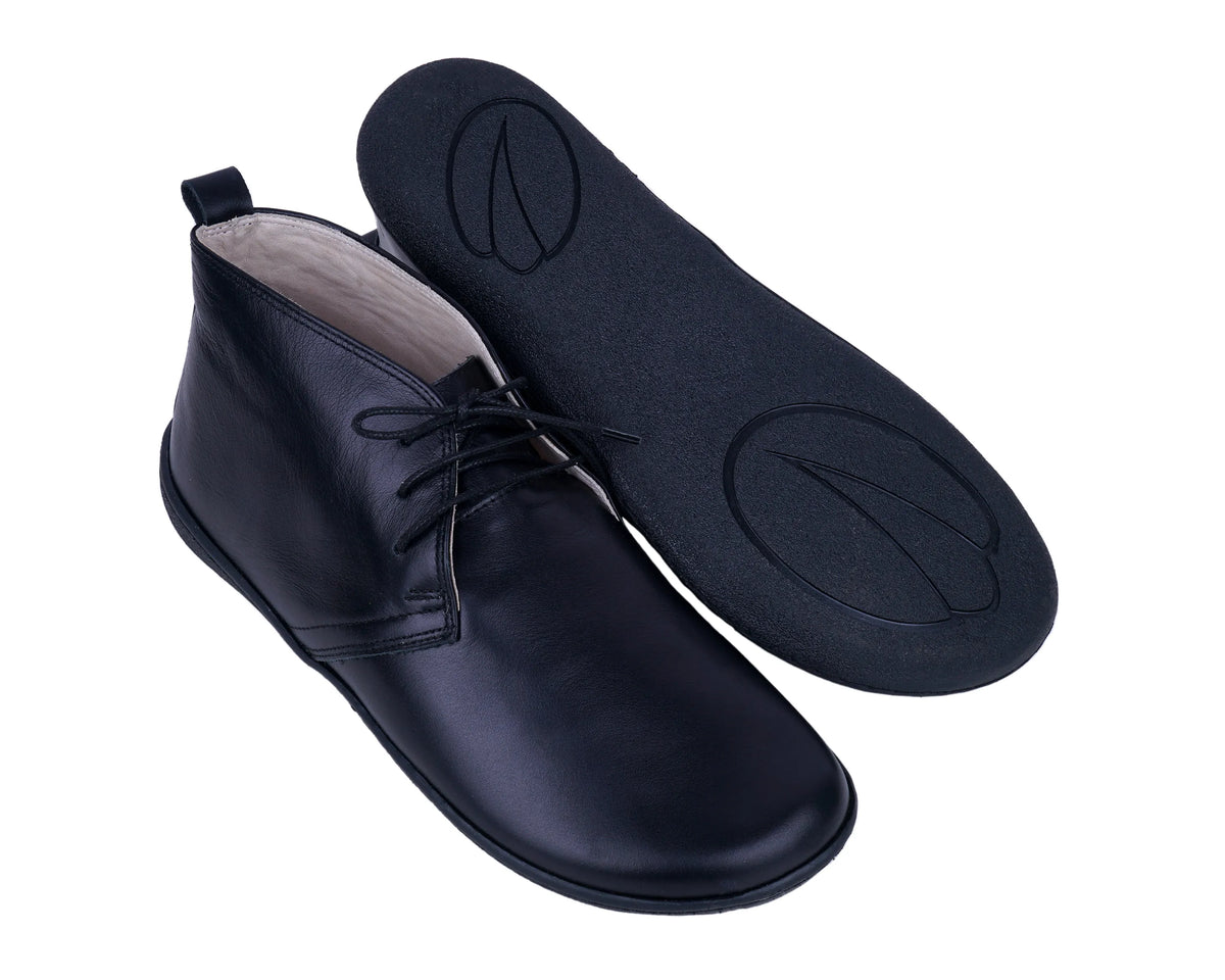 Smooth Barefoot Bootie Laces Shoes – 6 mm Rubber Sole – Black
