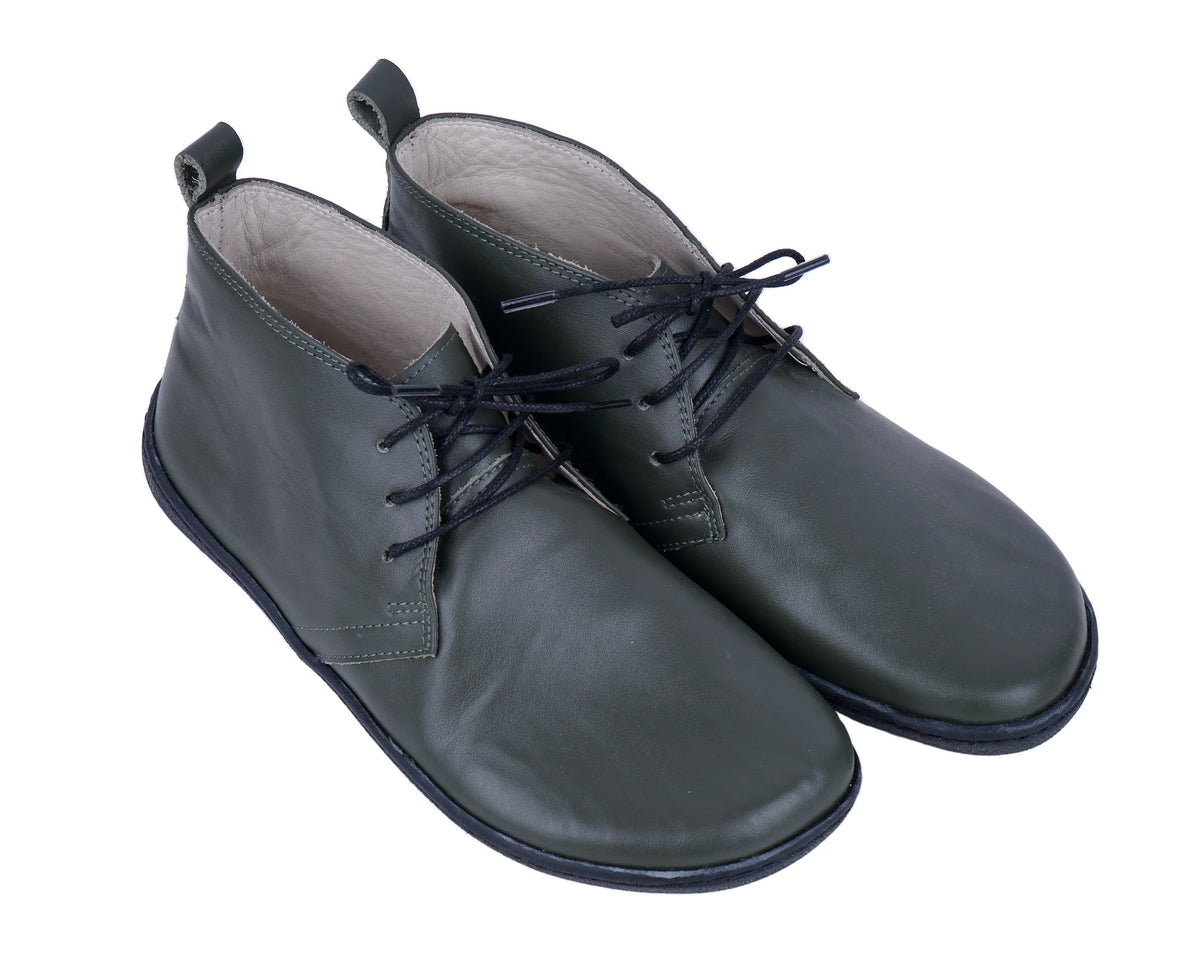Smooth Barefoot Bootie Laces Shoes – 6 mm Rubber Sole – Olive Green