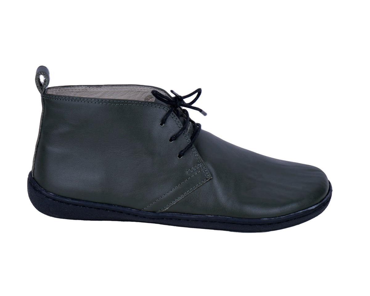 Smooth Barefoot Bootie Laces Shoes – 6 mm Rubber Sole – Olive Green
