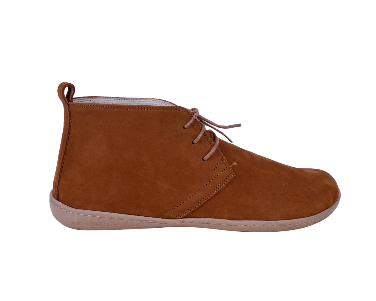 Nubuck Barefoot Bootie Laces Shoes – 6 mm Rubber Sole – Tan