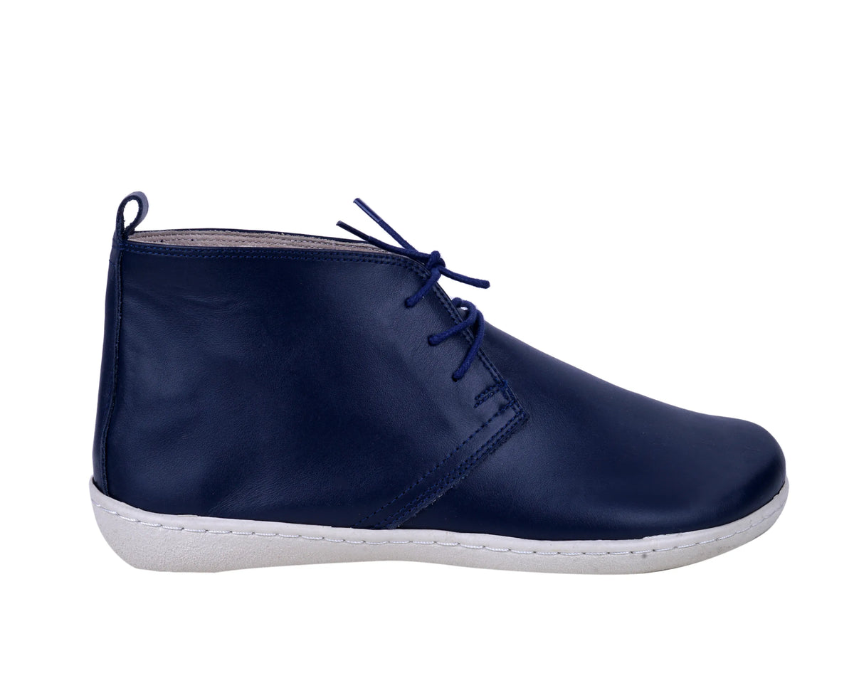 Smooth Barefoot Bootie Laces Shoes – 6 mm Rubber Sole – Navy Blue