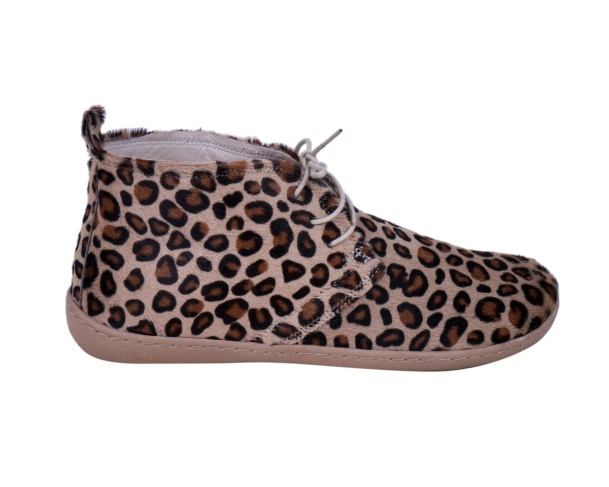 Hair Barefoot Bootie Laces Shoes – 6 mm Rubber Sole – Leopard