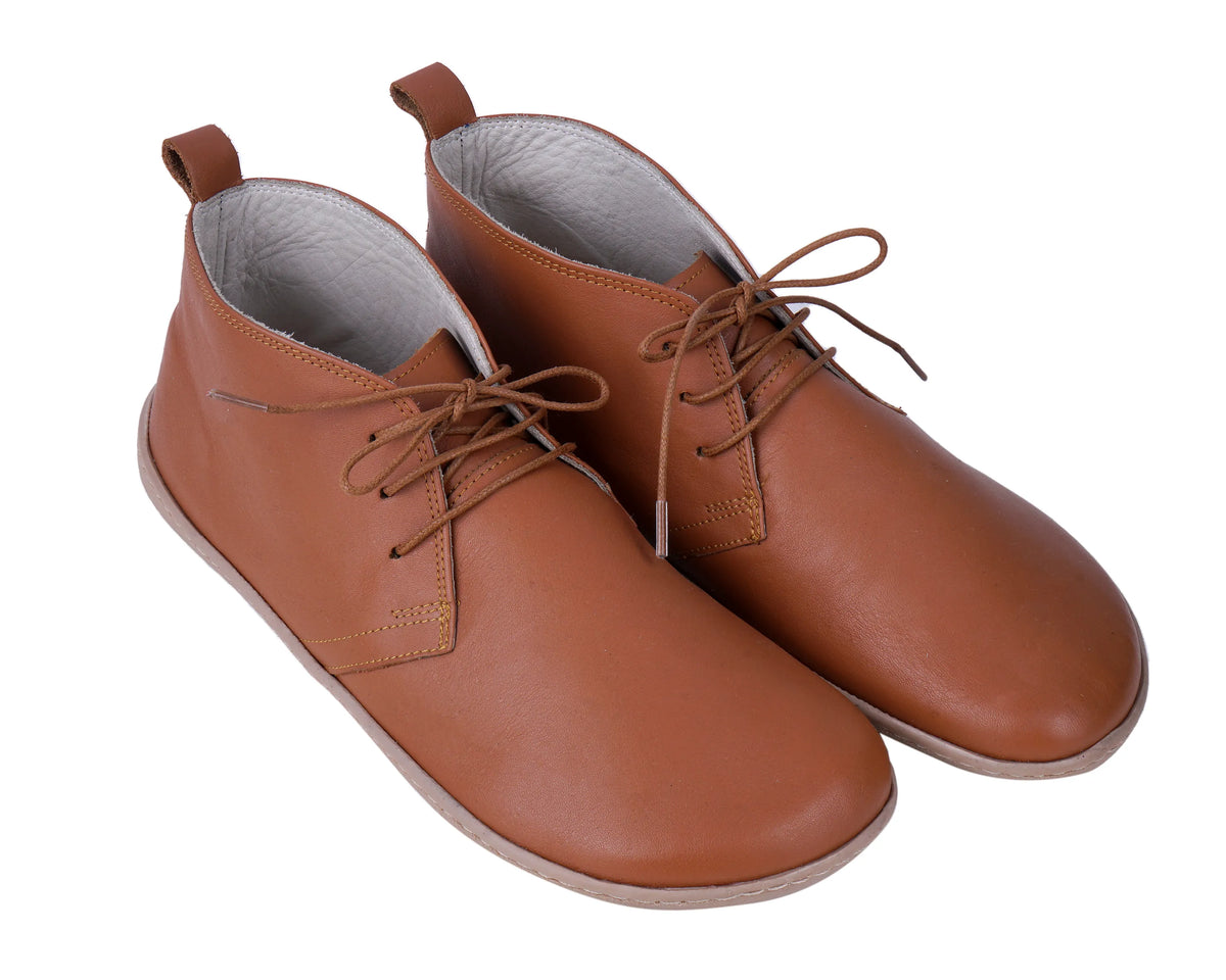 Smooth Barefoot Bootie Laces Shoes – 6 mm Rubber Sole – Tan