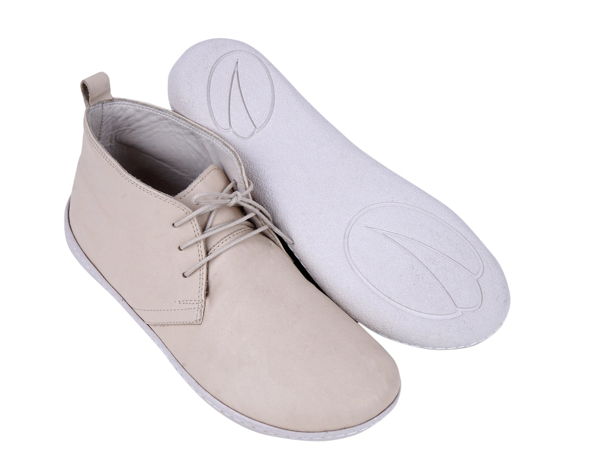 Smooth Barefoot Bootie Laces Shoes – 6 mm Rubber Sole – Cream