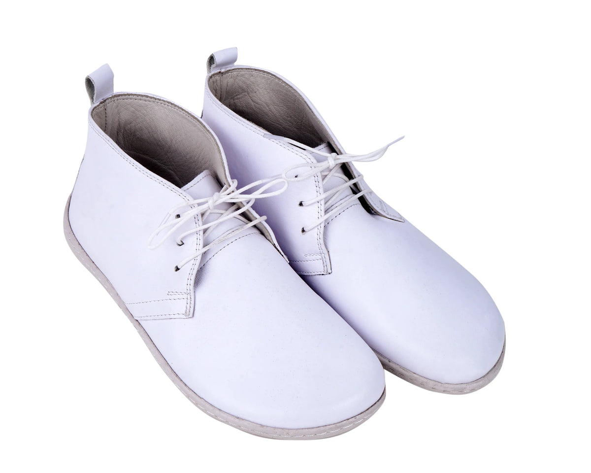 Smooth Barefoot Bootie Laces Shoes – 6 mm Rubber Sole – White