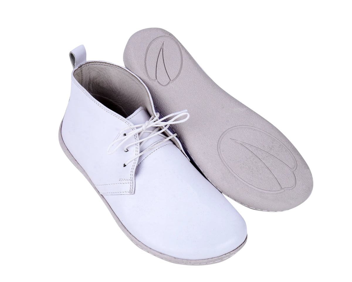 Smooth Barefoot Bootie Laces Shoes – 6 mm Rubber Sole – White