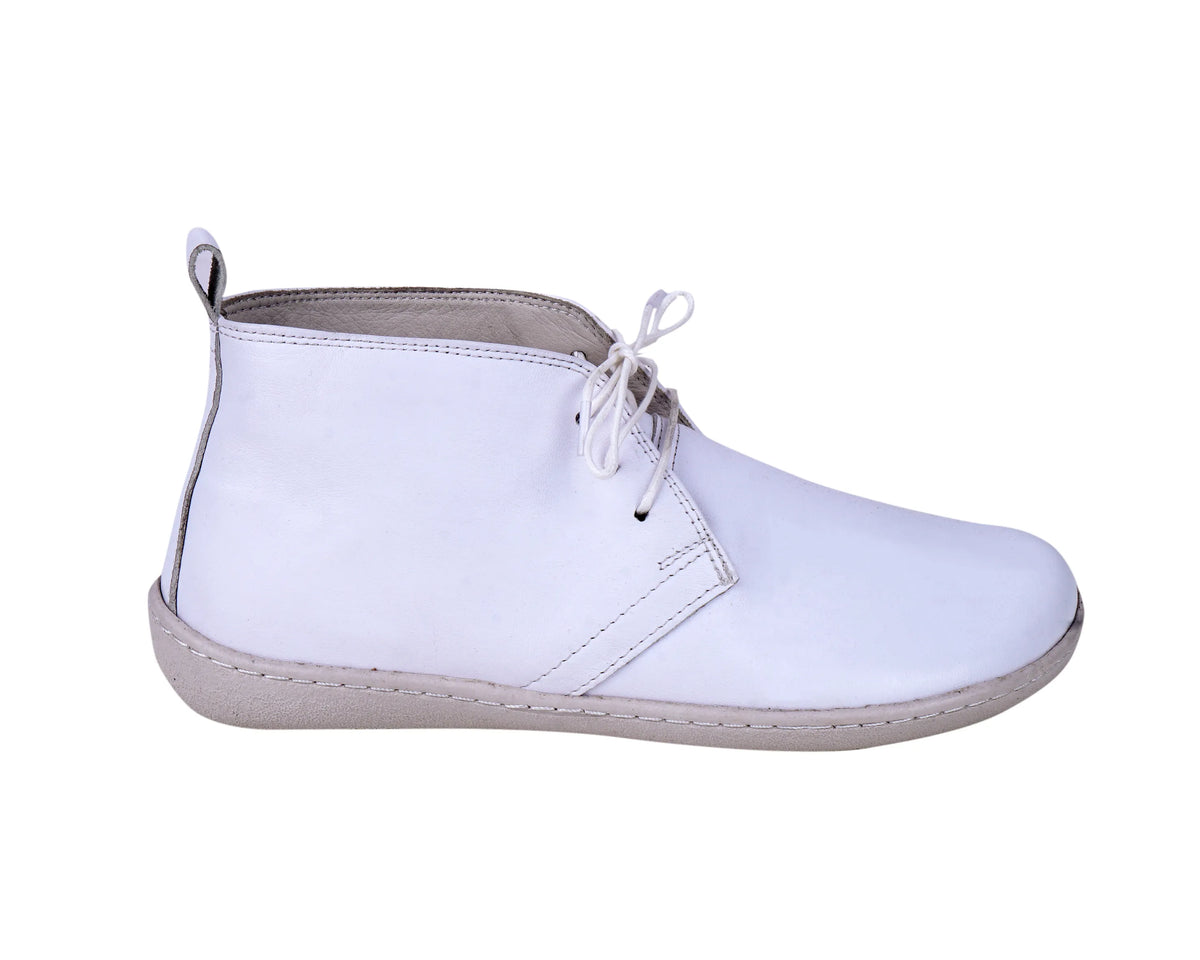 Smooth Barefoot Bootie Laces Shoes – 6 mm Rubber Sole – White