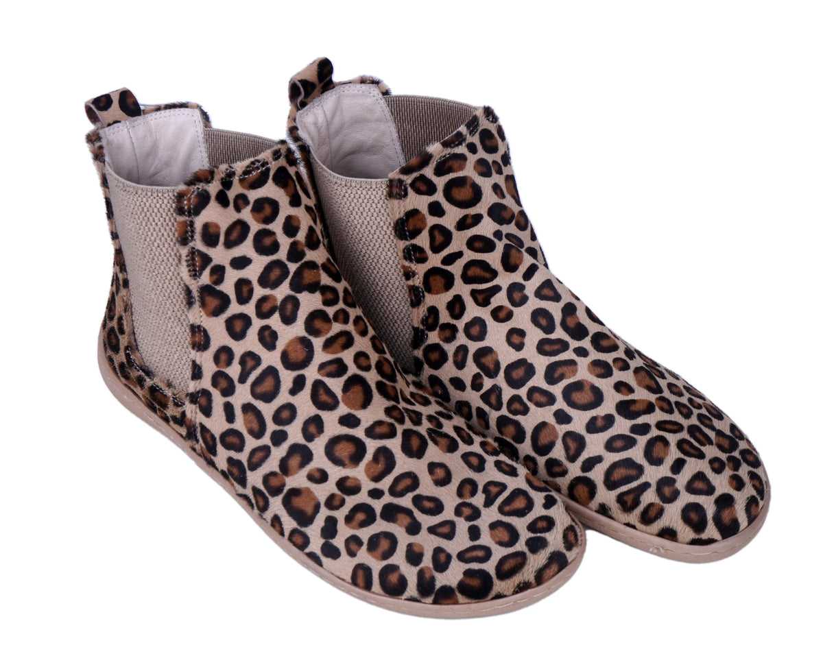 Hair Barefoot Ankle Boots Shoes – 6mm Rubber Sole – Leopard