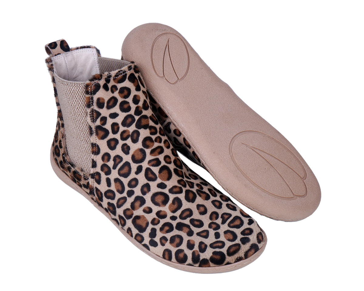 Hair Barefoot Chelsea Boots Shoes – 6mm Rubber Sole – Leopard