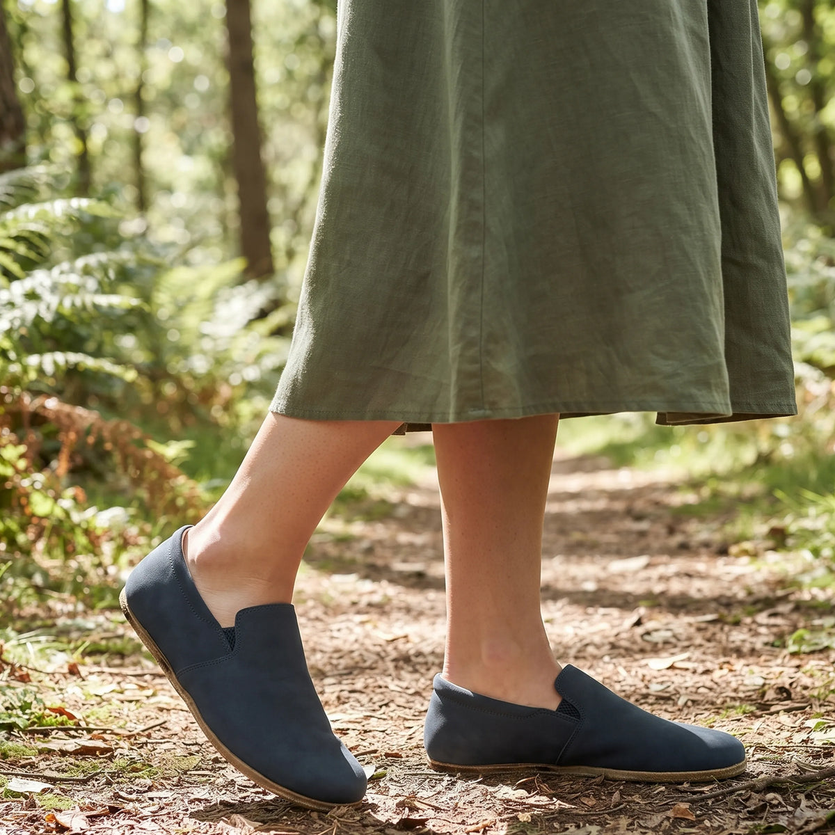 Nubuck Barefoot Slip-On Shoes – Classic Sole — Leather Sole – Jeans
