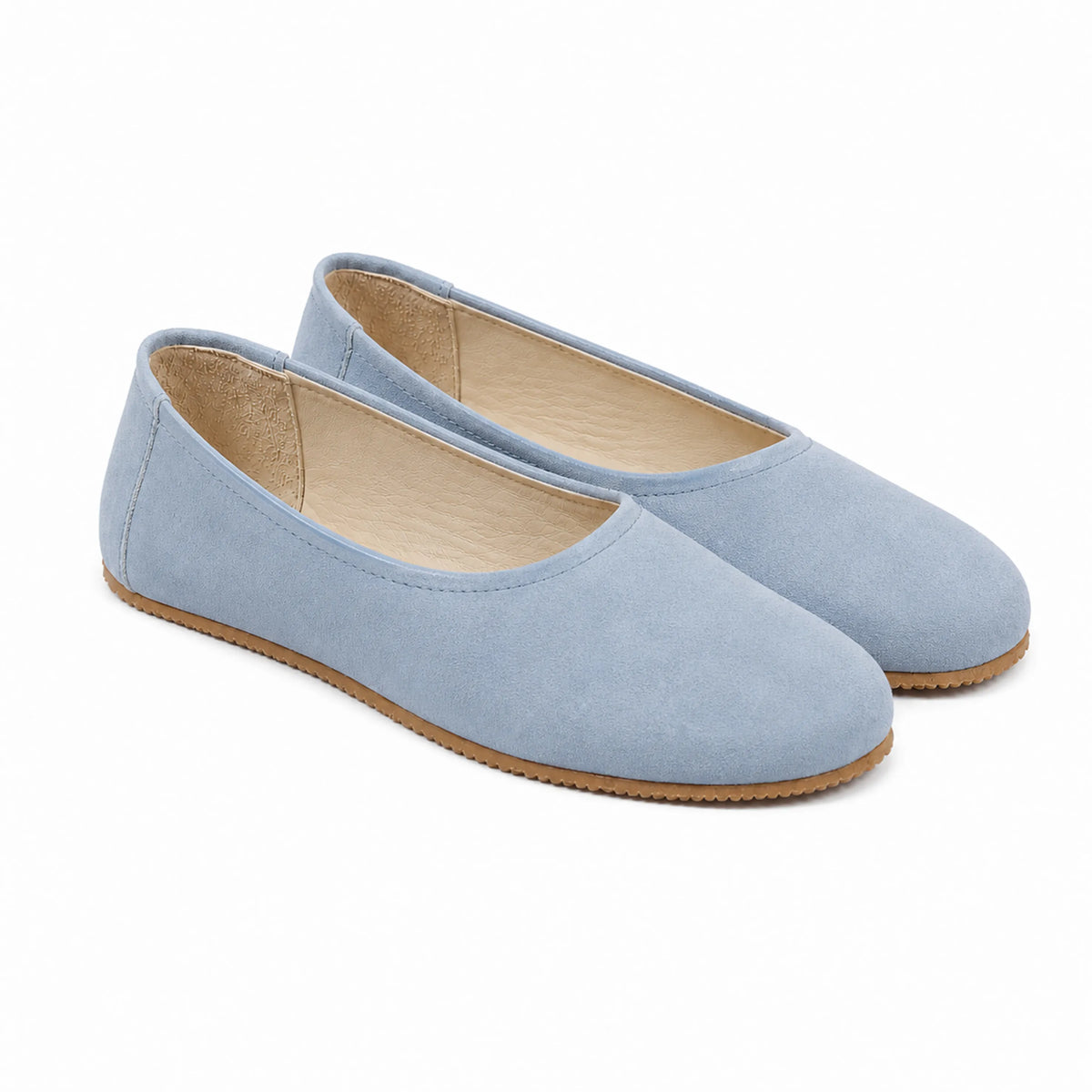 Suede Barefoot Ballet Shoes – Rubber Sole – Baby Blue