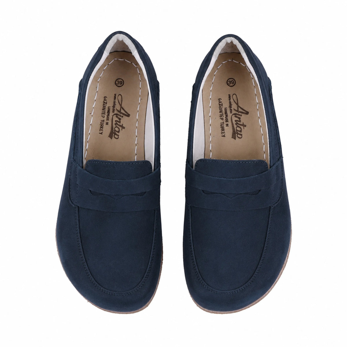 Nubuck Barefoot Penny Loafer Shoes – Classic Sole — Leather Sole – Jeans