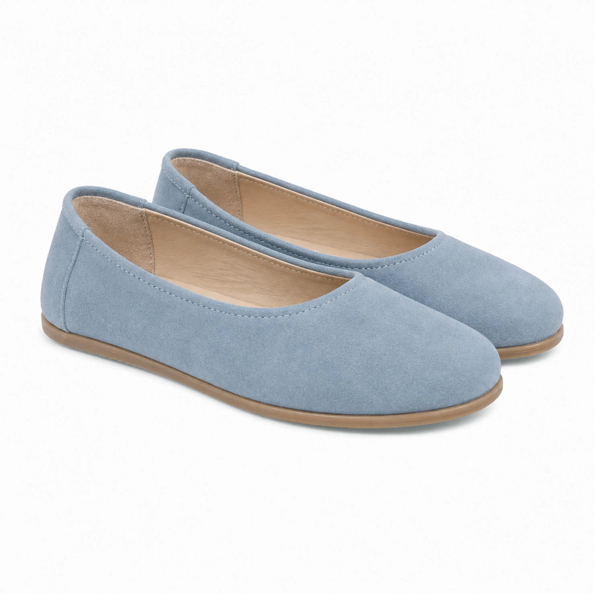 Suede Barefoot Ballet Shoes – Classic Sole — Leather Sole – Baby Blue