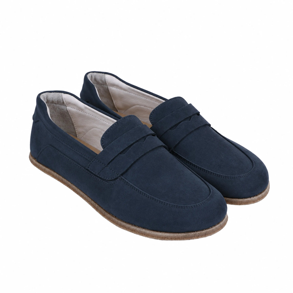 Nubuck Barefoot Penny Loafer Shoes – Classic Sole — Leather Sole – Jeans