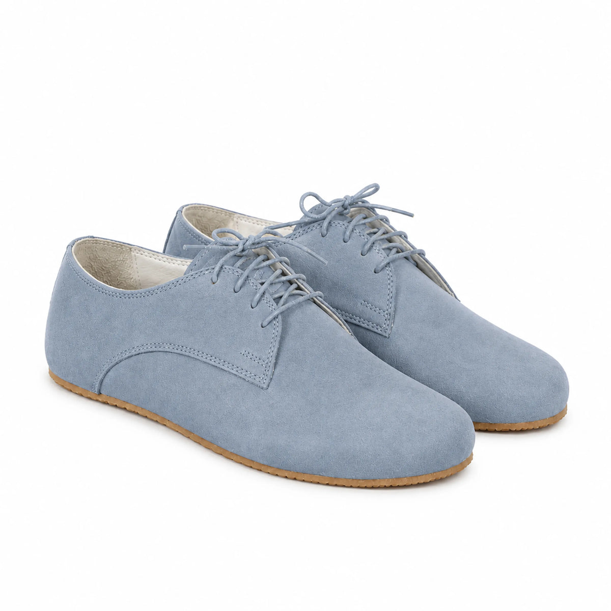 Suede Barefoot Oxford Shoes – Rubber Sole – Baby Blue