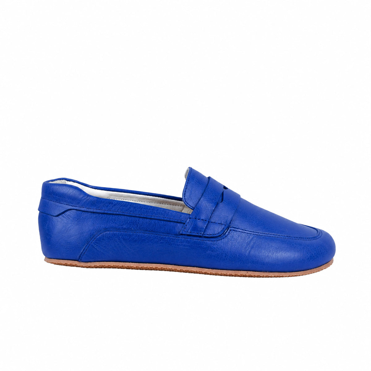 Smooth Barefoot Penny Loafer Shoes – Rubber Sole – Bright Blue