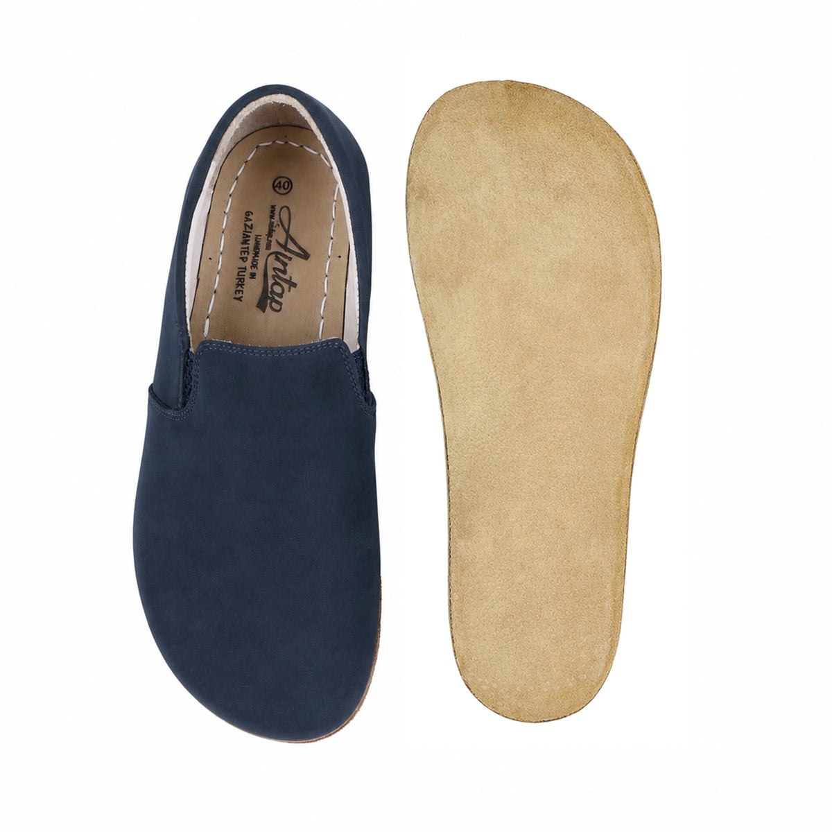 Nubuck Barefoot Slip-On Shoes – Classic Sole — Leather Sole – Jeans