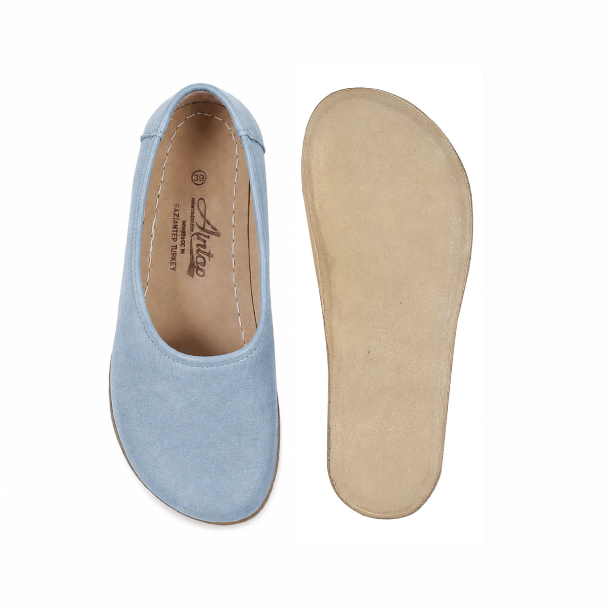 Suede Barefoot Ballet Shoes – Classic Sole — Leather Sole – Baby Blue
