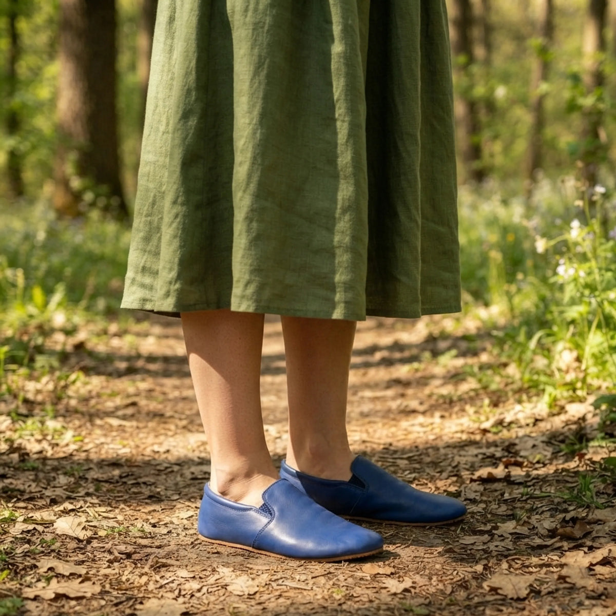 Smooth Barefoot Slip-On Shoes – Rubber Sole – Bright Blue