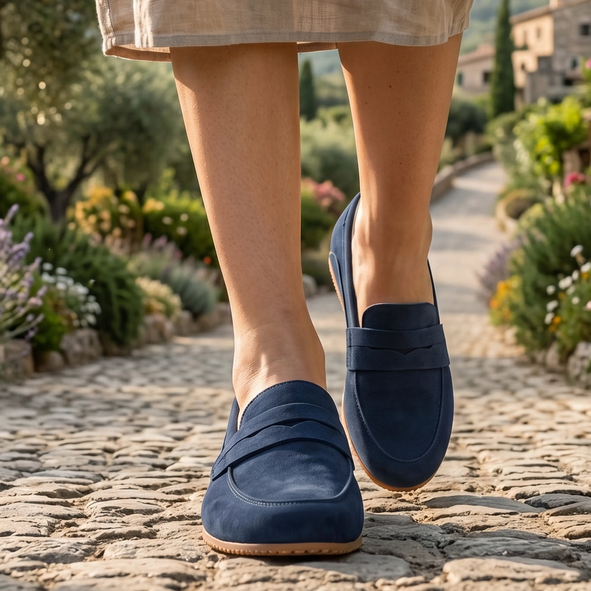 Nubuck Barefoot Penny Loafer Shoes – Rubber Sole – Jeans