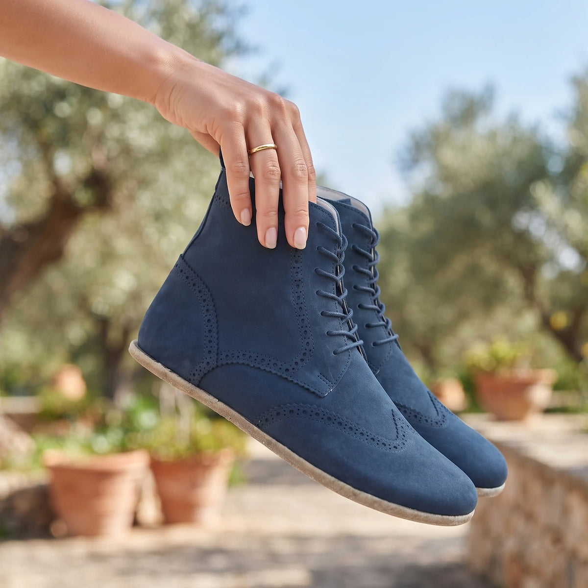 Nubuck Barefoot Moccasin Boots Shoes – Classic Sole — Leather Sole – Jeans