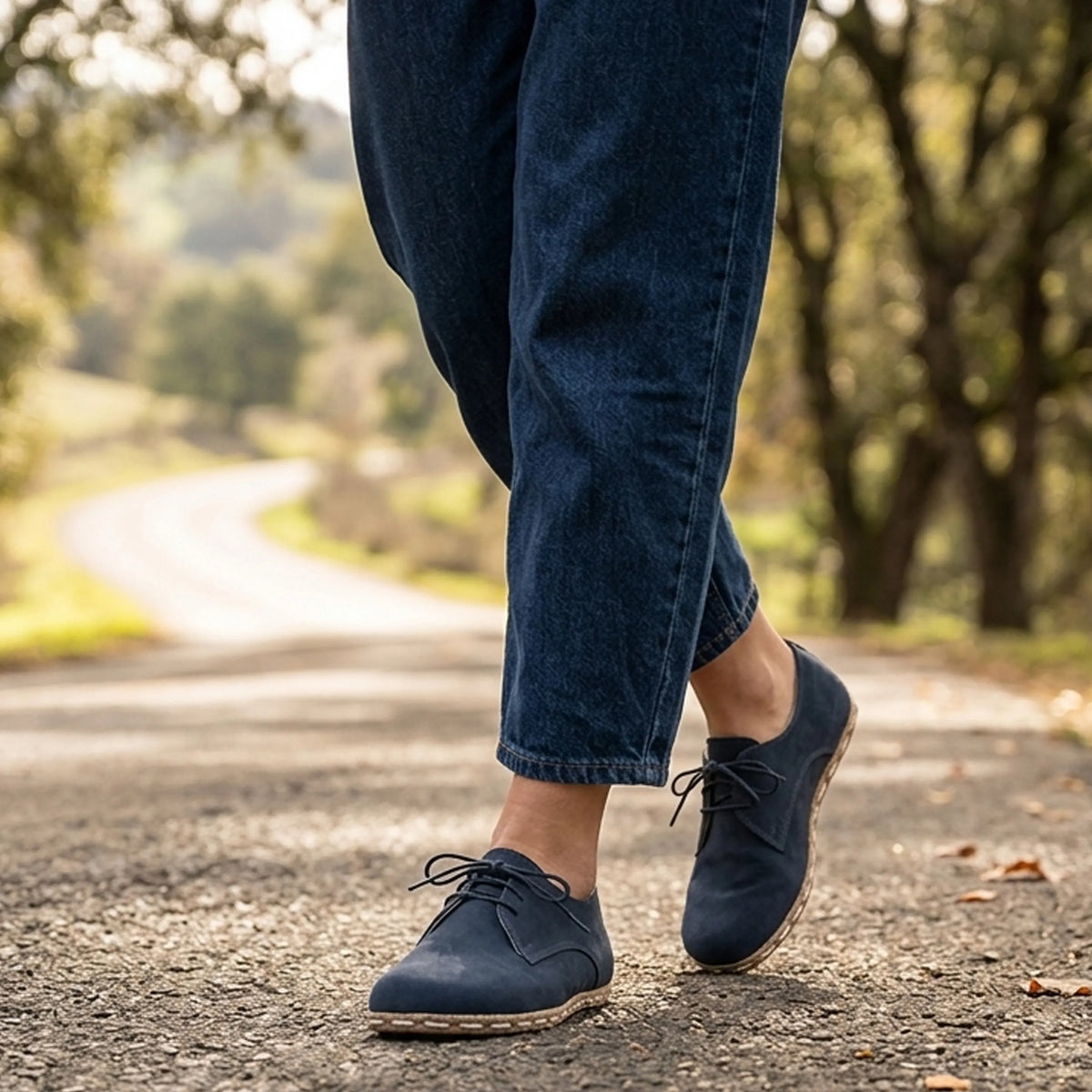 Nubuck Barefoot Oxford Shoes — Leather Sole – Jeans