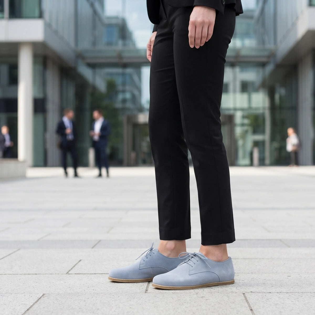Suede Barefoot Oxford Shoes – Classic Sole — Leather Sole – Baby Blue