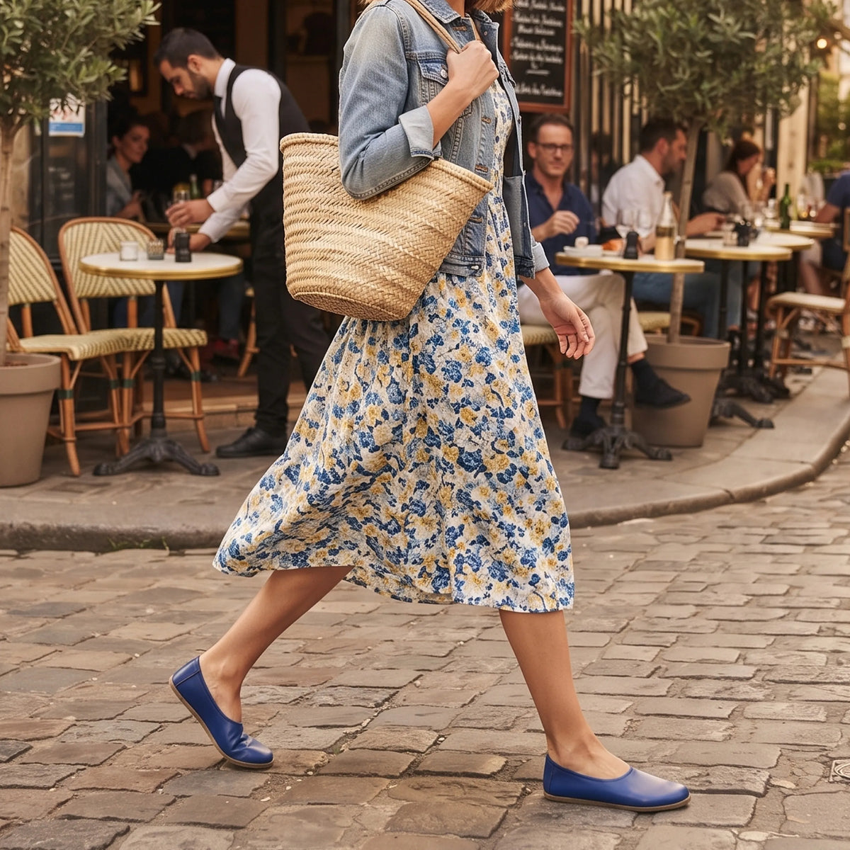 Smooth Barefoot Ballet Shoes – Classic Sole — Leather Sole – Bright Blue