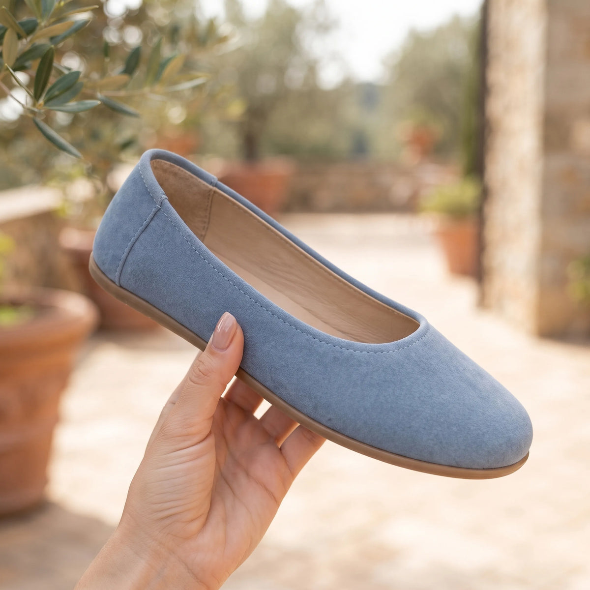 Suede Barefoot Ballet Shoes – Classic Sole — Leather Sole – Baby Blue