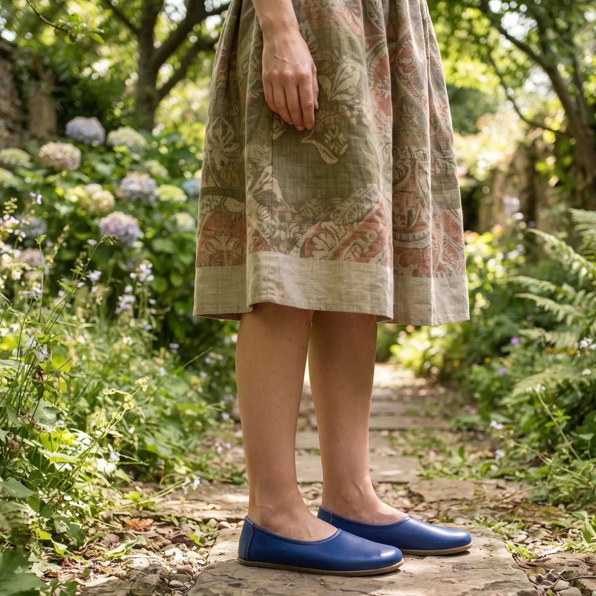 Smooth Barefoot Ballet Shoes – Classic Sole — Leather Sole – Bright Blue