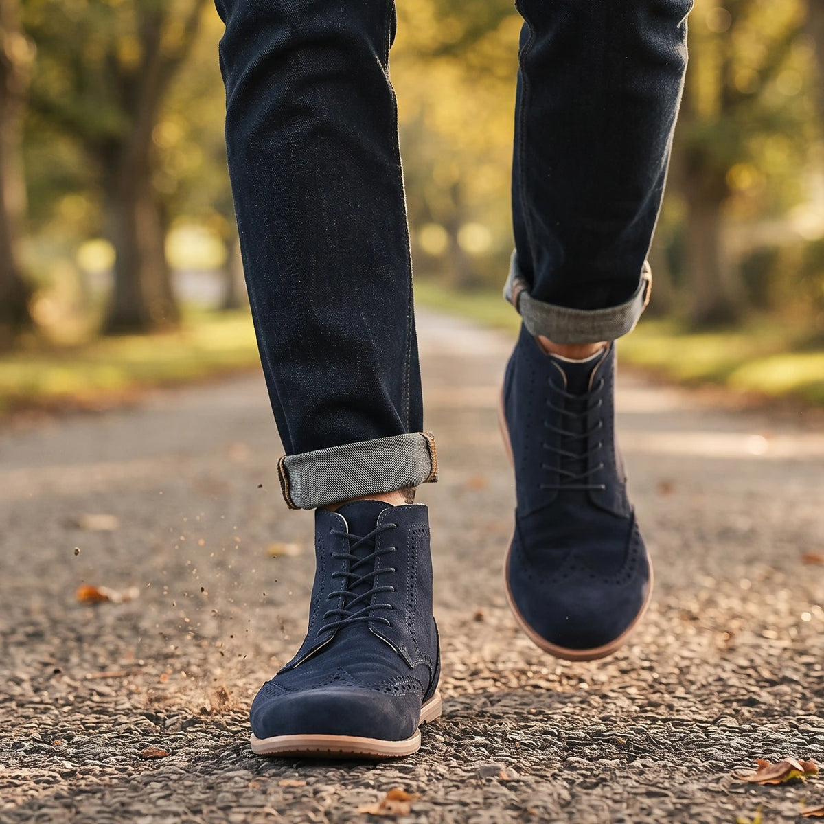 Suede Barefoot Moccasin Boots Shoes – Eva Outsole – Navy Blue