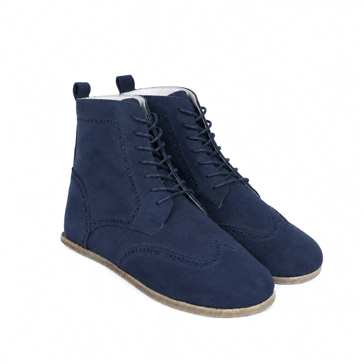 Suede Barefoot Moccasin Boots Shoes – Classic Sole — Leather Sole – Navy Blue