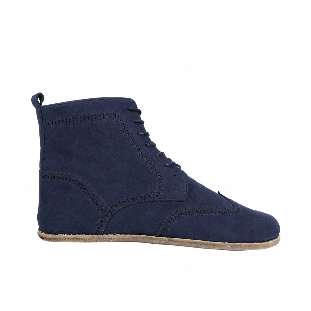 Suede Barefoot Moccasin Boots Shoes – Classic Sole — Leather Sole – Navy Blue