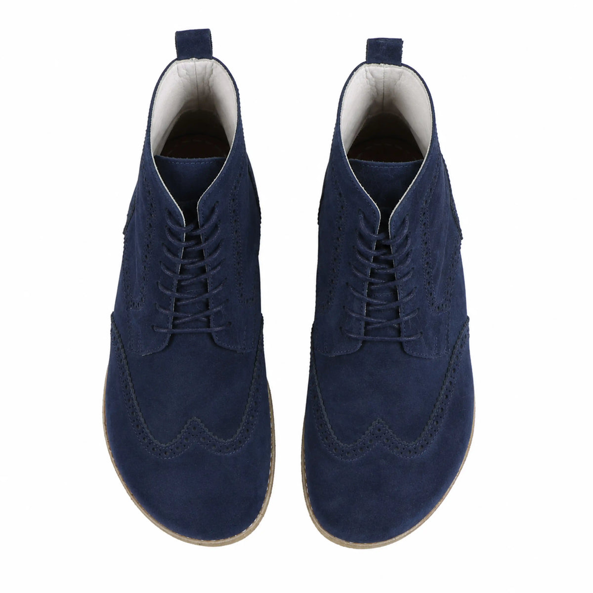 Suede Barefoot Moccasin Boots Shoes – Classic Sole — Leather Sole – Navy Blue