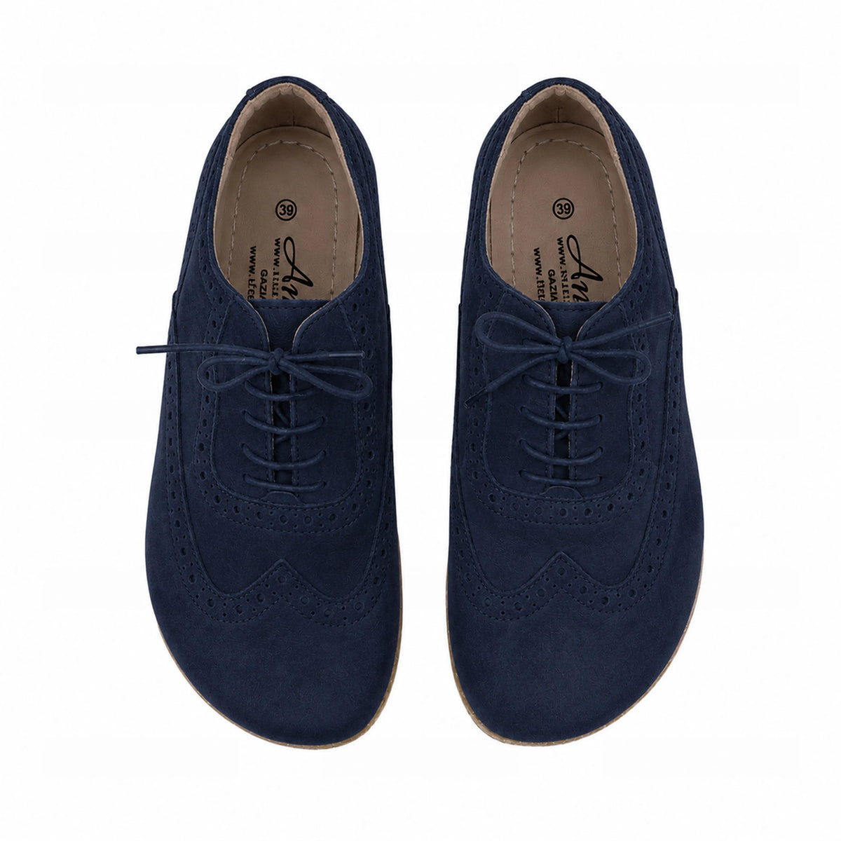 Suede Barefoot Moccasin Shoes – Classic Sole — Leather Sole – Navy Blue