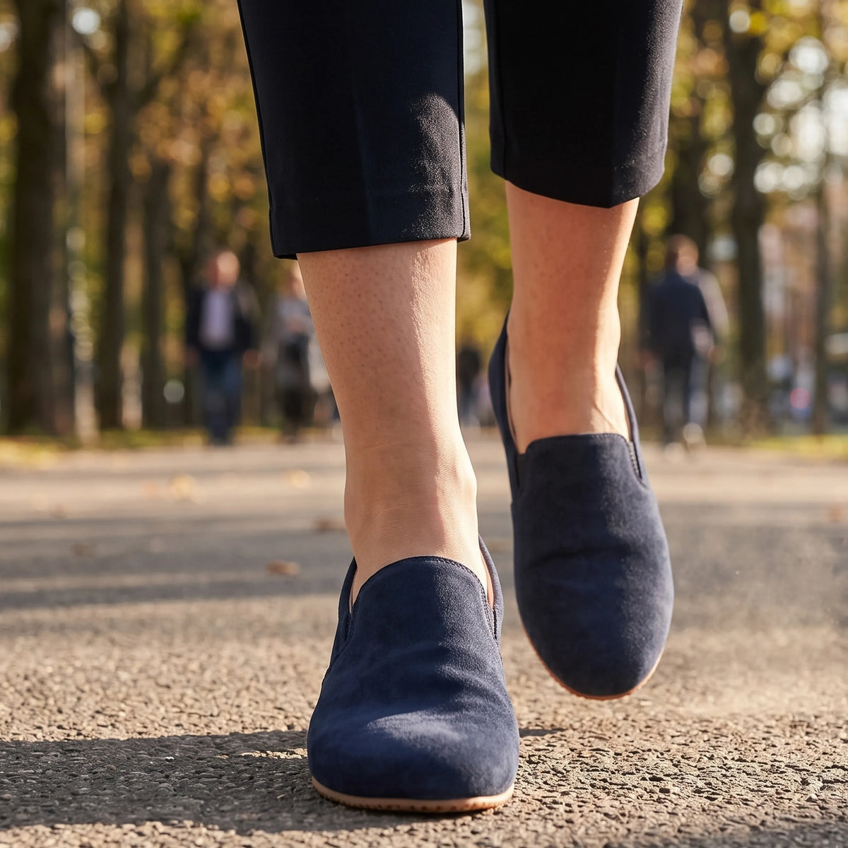 Suede Barefoot Slip-On Shoes – Rubber Sole – Navy Blue