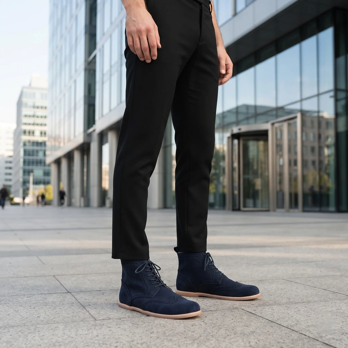 Suede Barefoot Moccasin Boots Shoes – Eva Outsole – Navy Blue