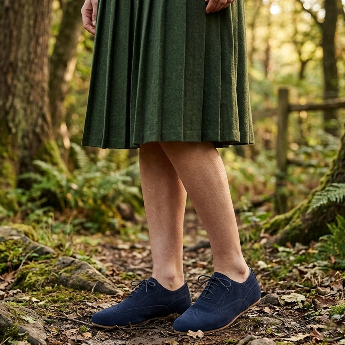Suede Barefoot Moccasin Shoes – Rubber Sole – Navy Blue