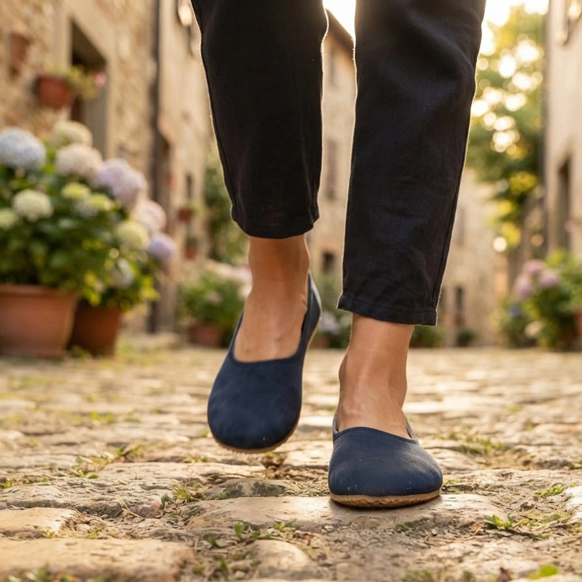 Suede Barefoot Ballet Shoes – Rubber Sole – Navy Blue