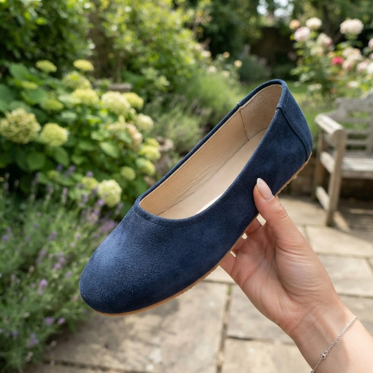Suede Barefoot Ballet Shoes – Rubber Sole – Navy Blue