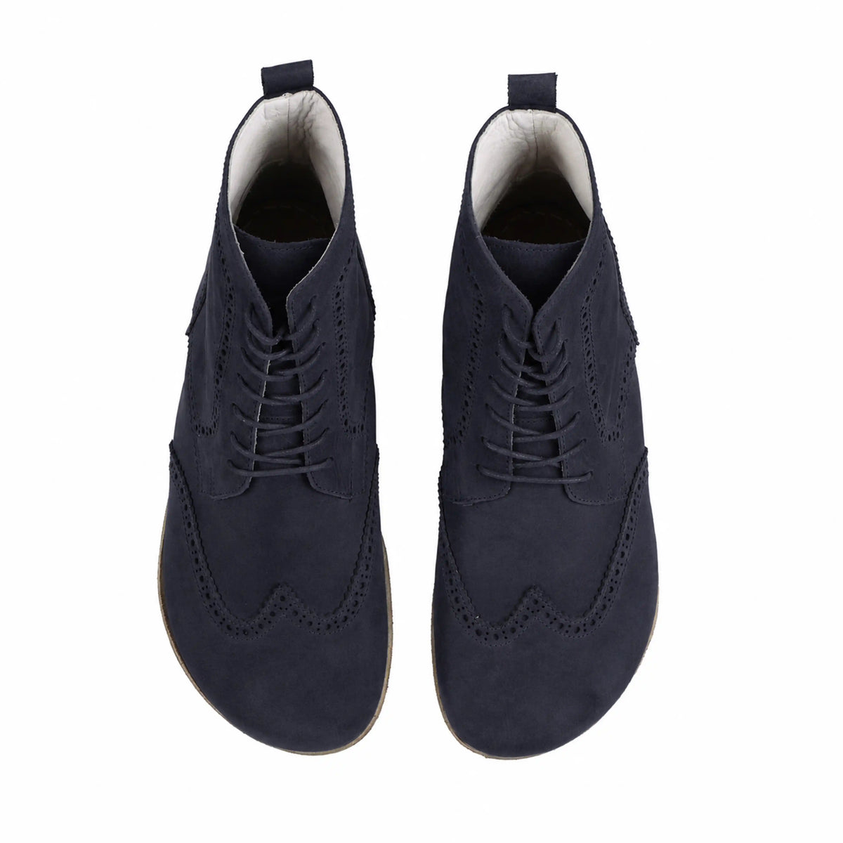 Nubuck Barefoot Moccasin Boots Shoes – Classic Sole — Leather Sole – Navy Blue