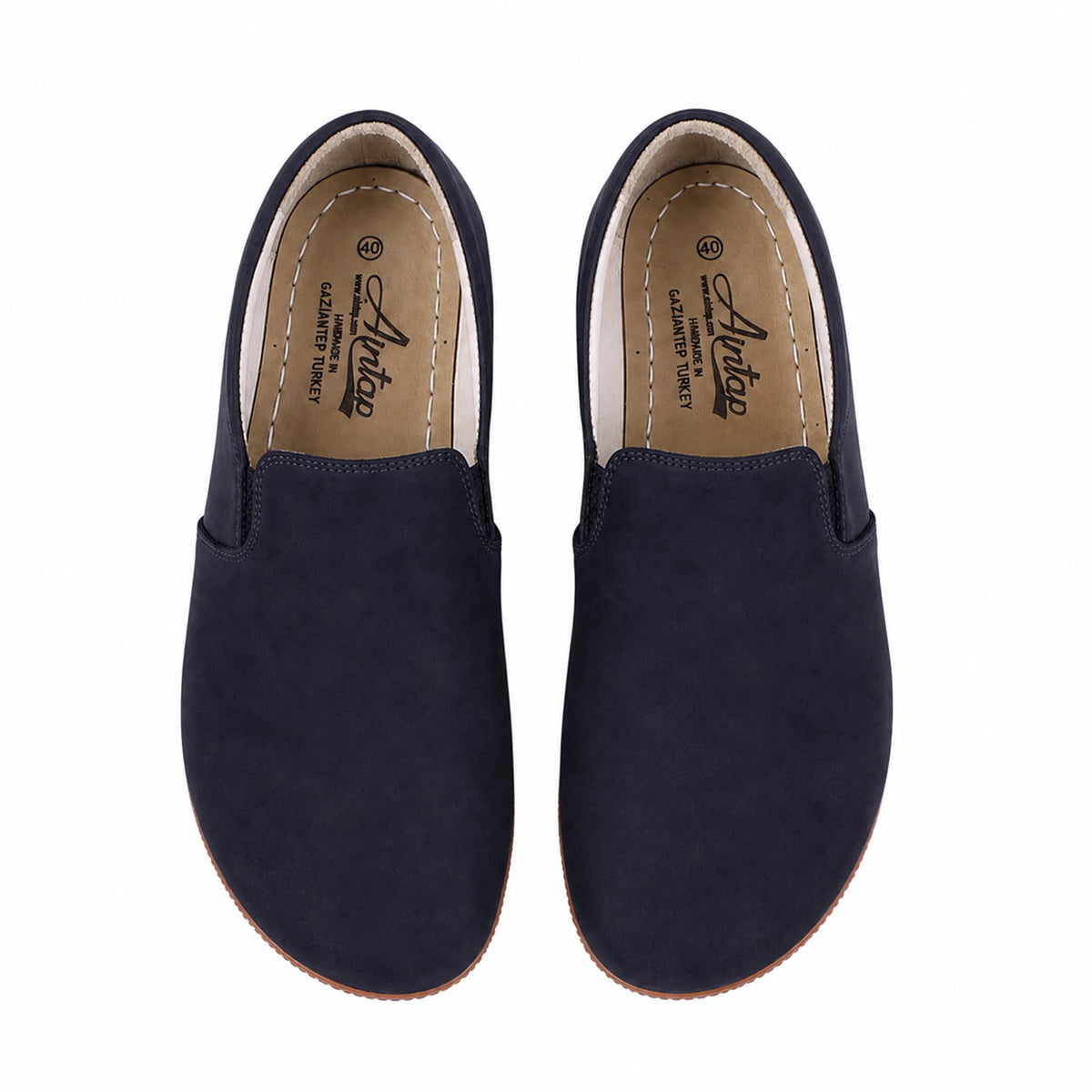 Nubuck Barefoot Slip-On Shoes – Rubber Sole – Navy Blue