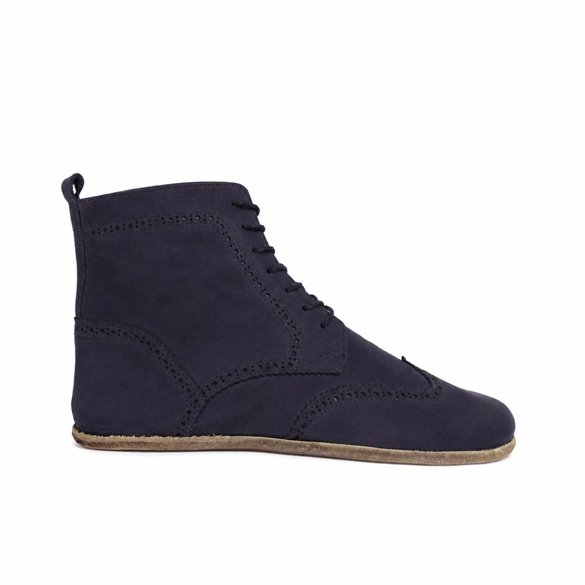 Nubuck Barefoot Moccasin Boots Shoes – Classic Sole — Leather Sole – Navy Blue
