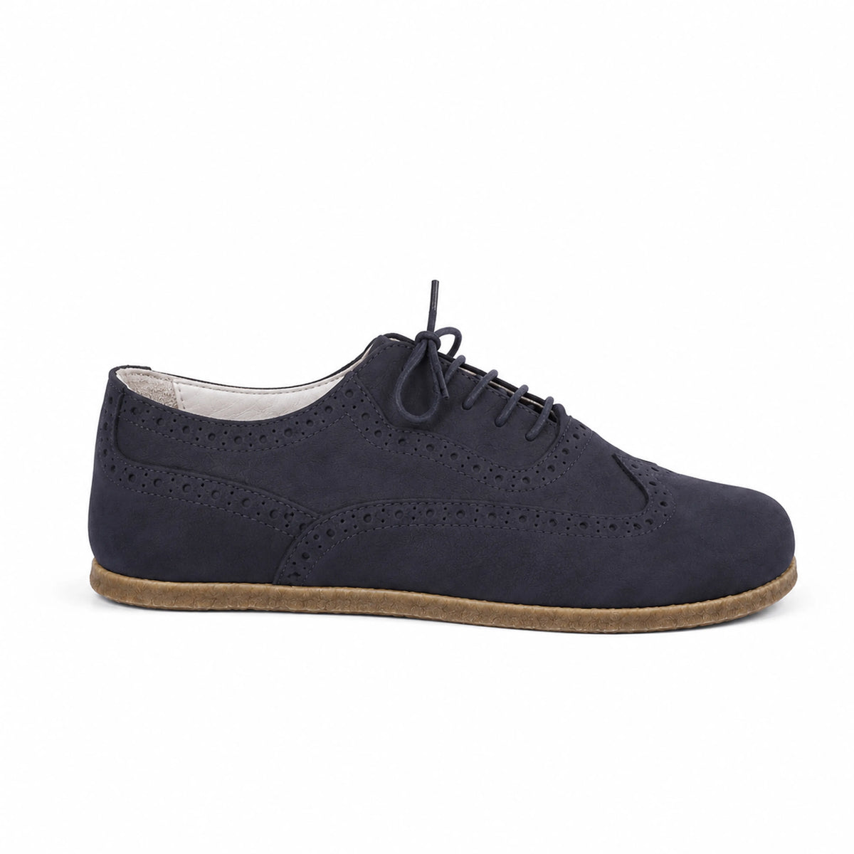 Nubuck Barefoot Moccasin Shoes – Classic Sole — Leather Sole – Navy Blue