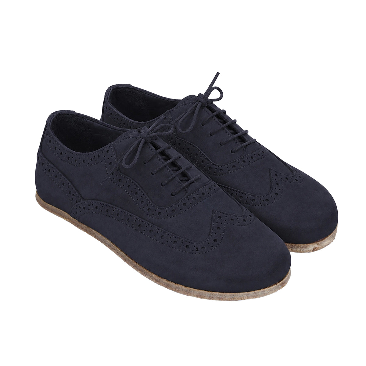 Nubuck Barefoot Moccasin Shoes – Classic Sole — Leather Sole – Navy Blue