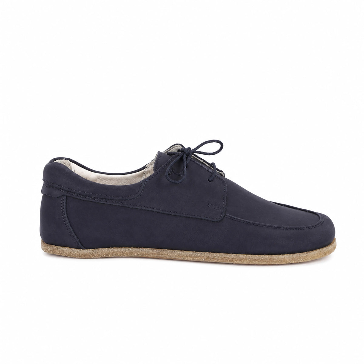 Nubuck Barefoot Laces Penny Loafer Shoes – Classic Sole — Leather Sole – Navy Blue