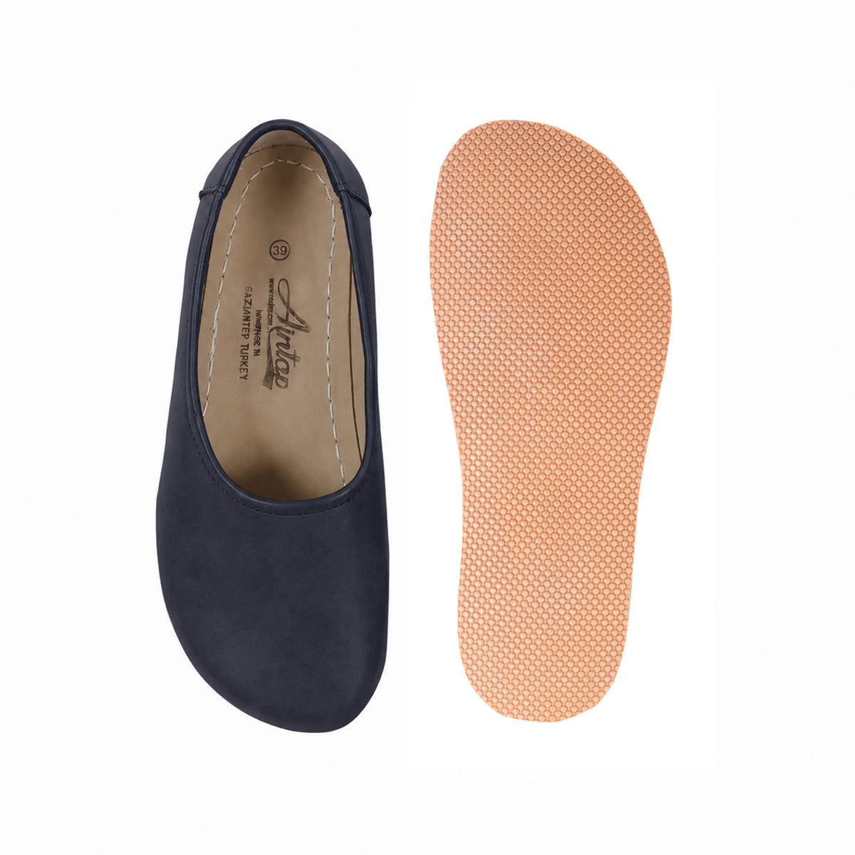 Nubuck Barefoot Ballet Shoes – Rubber Sole – Navy Blue